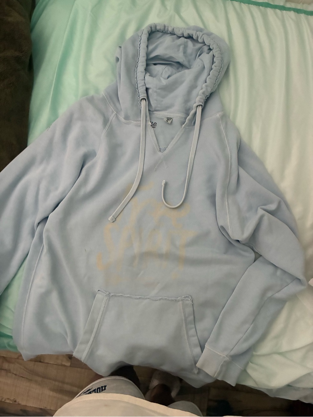 Distressed Hoodie Deep V Blue Bought at Aulani